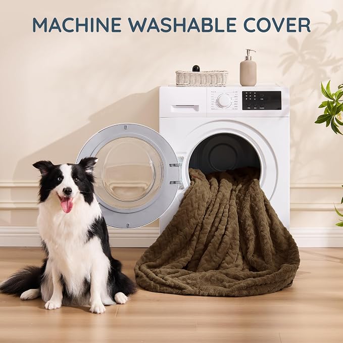 ChiXnuggle Faux Fur Washable Human Dog Bed Cover（Only Human Dog Bed） | 72*40*10,removable replace cover,soft fur,non-slip bottom,brown