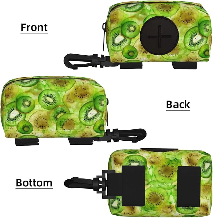 Kiwi Slices Pet Waste Bag Dispenser 0.2L | Portable Dog Poop Holder Waste Bag With Zipper Park Doggy Walking Accessory