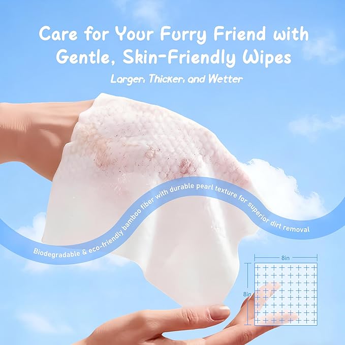 Pet Wipes for Dogs and Cats, Deodorizing Dog Cleaning Wipes with Coconut Extract, Extra Thick Hypoallergenic Dog Wipes for Paws and Butt Ears Eyes Coats, 100 Count