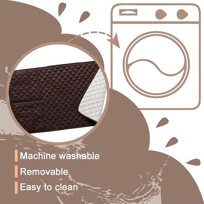 Water-Resistant Sofa Armrest and Headrest Covers with Side Pocket | Keep remotes close quilted polyester helps guard against wear, pet scratches, and kids' messes silicone backing adds grip