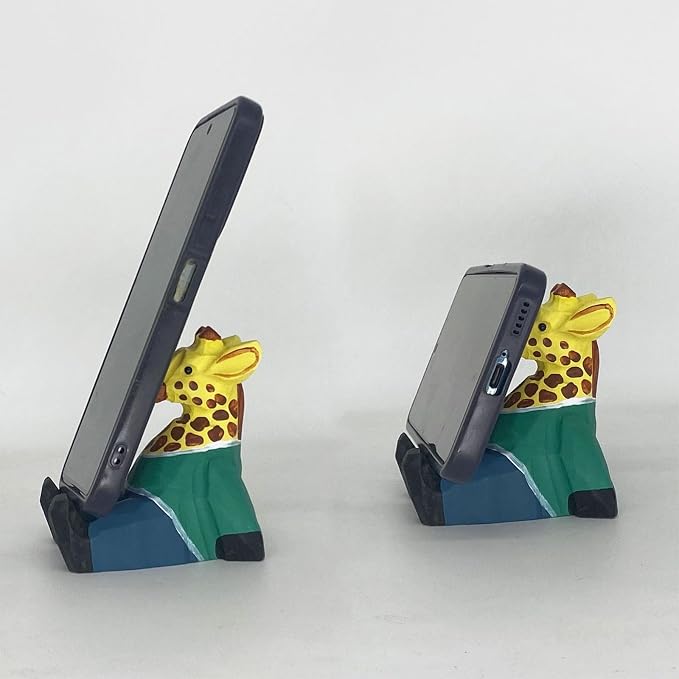 TANG SONG Wood Green-Clad Giraffe Phone Stand Cute Decoration Phone Stand for Tablets