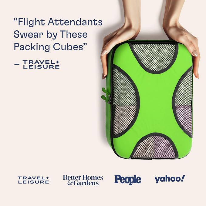 Shacke 5 Set Packing Cubes for Travel with Laundry Bag (Green Grass) | Suitcase Organizer Bags Set: 4 Water-Resistant Luggage Cubes, XL to Small, + Laundry Bag for Carry-On or Checked