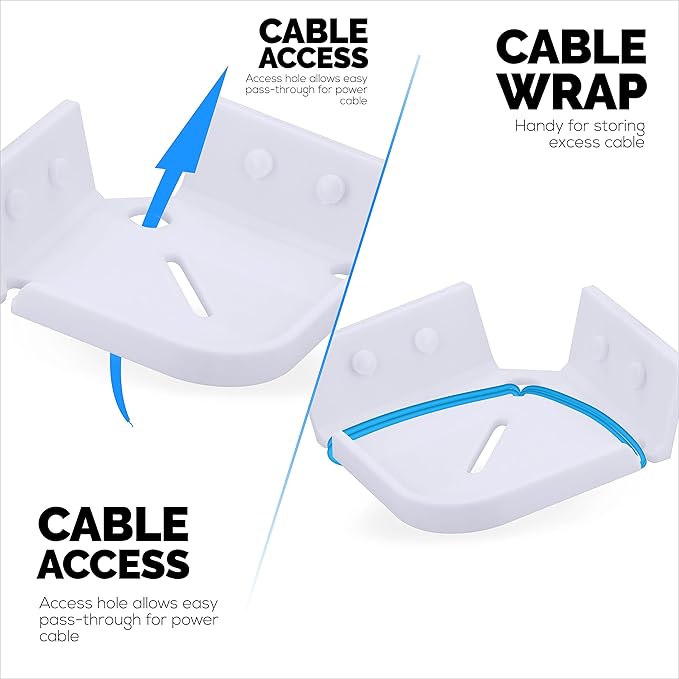 BRAINWAVZ Drill Free Tilted Corner Wall Mount Small Shelf for Baby Monitors, Home Security Cameras & More, Strong VHB Adhesive with Screw in Option, Easy to Install, No Mess