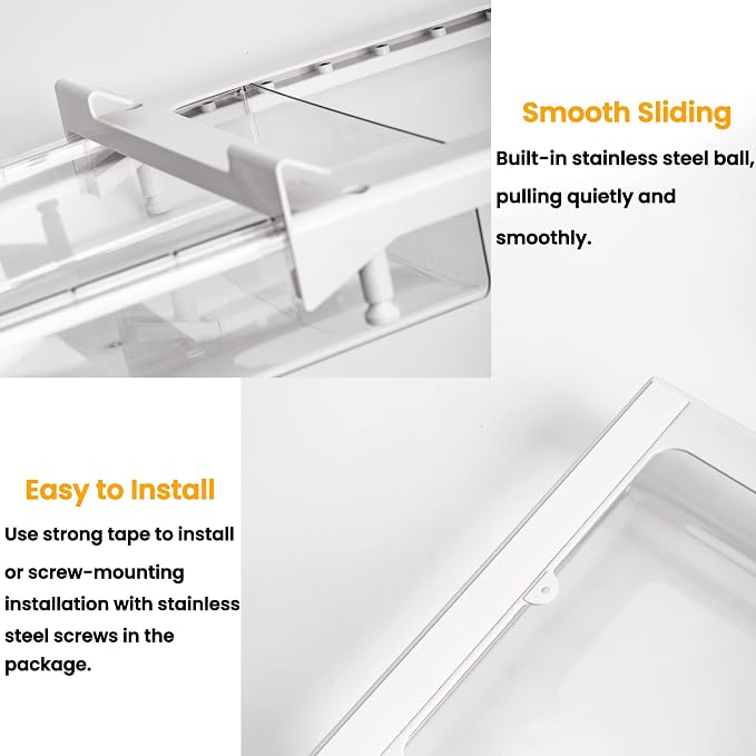 vacane Under Shelf Organizer, Under Shelf Storage Drawer Pull Out, Under Cabinet Basket Hanging Holder for Cupboard Cabinet Pantry Kitchen