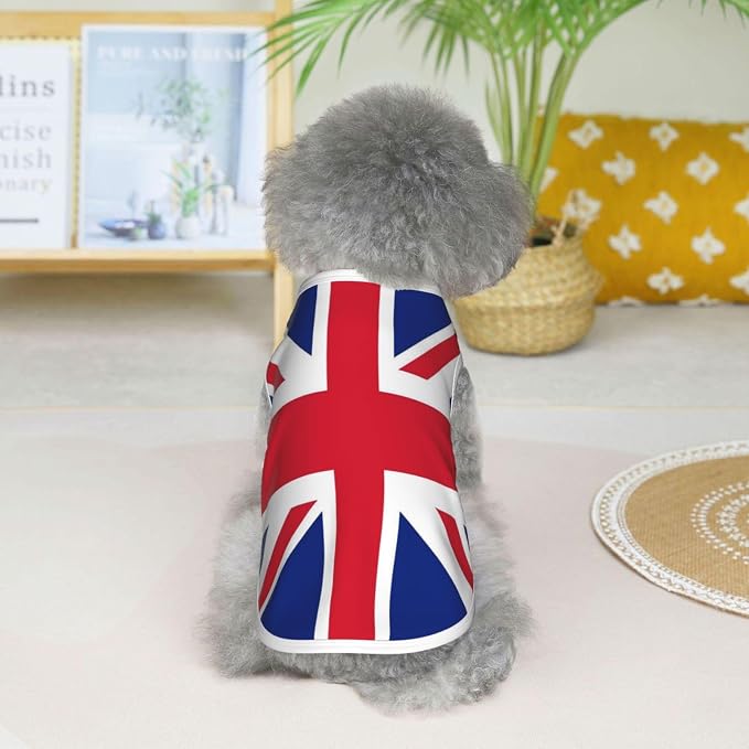 British Union Jack Flag Dog Shirts Sleeveless Puppy Cotton T-Shirts