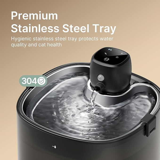 Wireless Cat Water Fountain, Cat Fountain Battery Operated, 78oz/2.3L Pet Water Fountain Cordless, 4000mAh Rechargeable Automatic Fountain with Motion Sensor, Ultra-Quiet Pump & Locking Lid, Silver