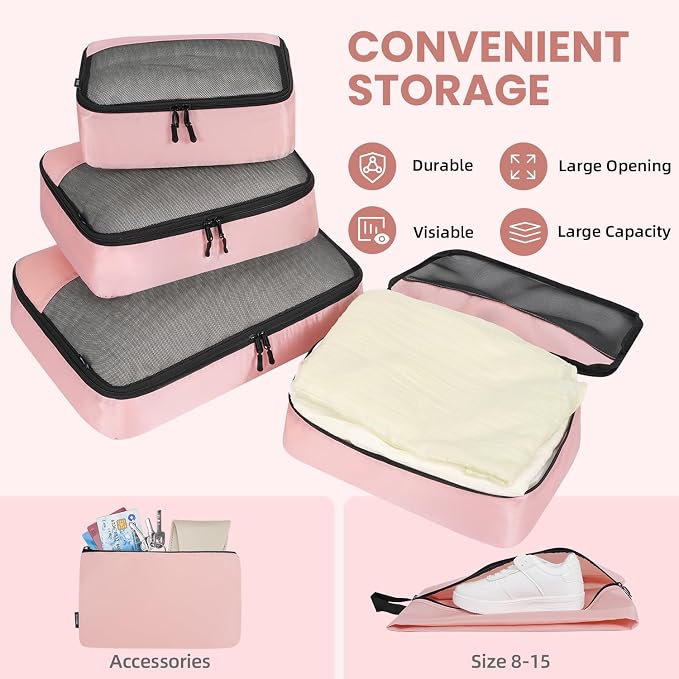 BAGAIL 8 Set/9 Set Packing Cubes Luggage Packing Organizer for Travel, Suitcase Packing Bags for Travel Accessories