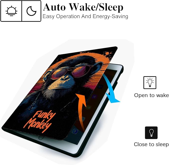 for Microsoft Surface Pro 7 Plus,Surface Pro 7/6/5/4 12.3" Tablet Case,Auto Wake/Sleep,Adjustable Stand Protective Cover - Funky Monkey