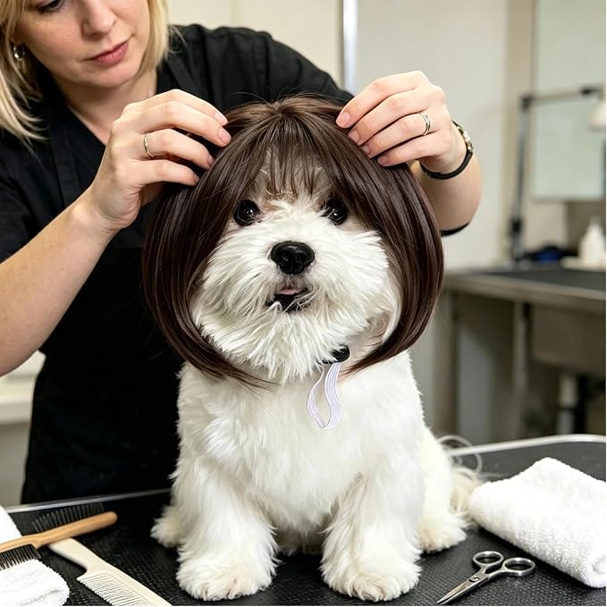 Cute Pet Wig Headband, Funny Dog Cat Hair Accessory for Halloween, Black | Funny, Universal fit