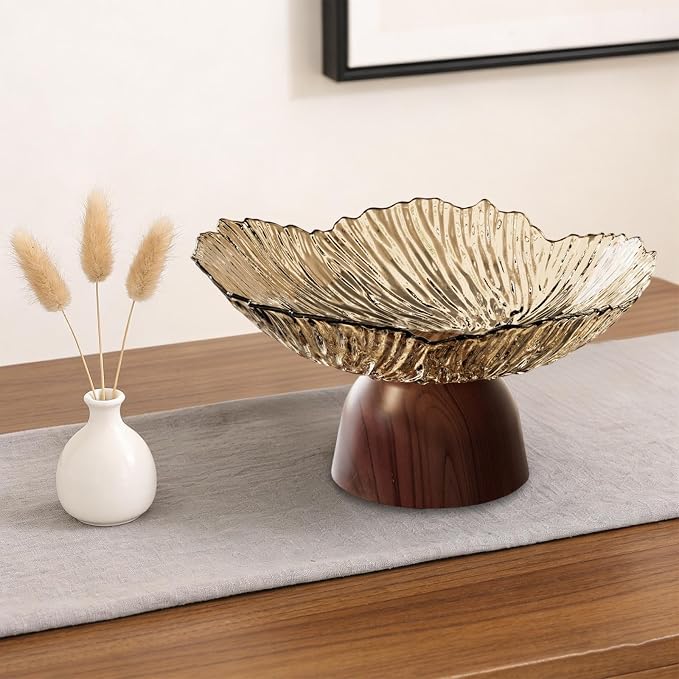 Pedestal Fruit Bowl: Elegant Fruit Bowl with Stand, Decorative Serving Tray And PET Organizer for Dining And Home Parties, gold