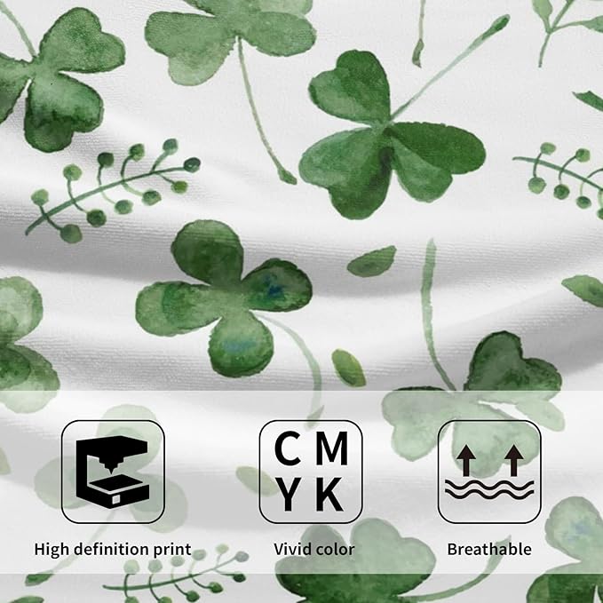 Giwawa St Patrick Day Hand Towel Set of 2 Sage Green Clovers Shamrock Towel Spring Summer Eucalyptus Leaves Face Towel Quick Drying Dish Wash Cloth for Hotel Bathroom Gym Home Holiday