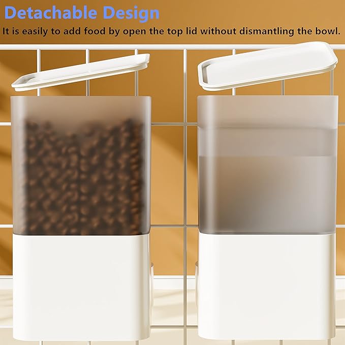 Automatic Replenish Pet Waterer, 1L Capacity Auto Siphon Gravity Cage Hanging Water Dispenser Set for Dog and Cat Small Animals, Removable Pet Water Bottle Water Container (Waterer, Grey)