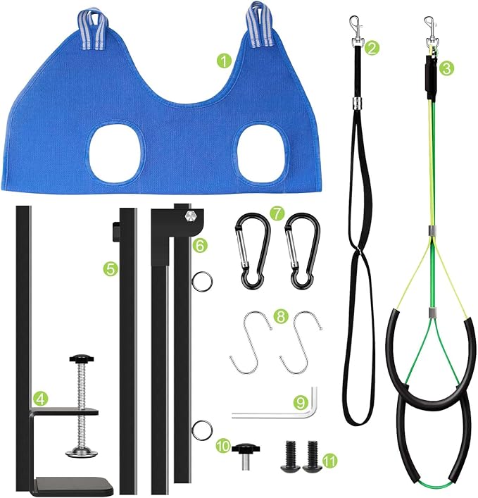 Dog Grooming Table Arm with Hammock, Adjustable Height 26"-40" Heavy Duty Grooming Arm for Dogs, No-Sit Haunch Holders & Loop Noose for Small Medium Dogs at Home or Salon