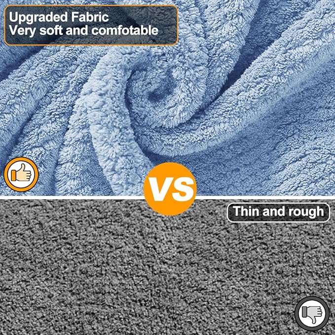 Medium to Large Size Dog Bathrobe, Quick Drying Super Absorbent Microfiber, Warm Dog Towels, Adjustable Hoodies and Belts for Dog Bath Products (Blue Jacquard, L-Fit for 6 to 12 Pounds)