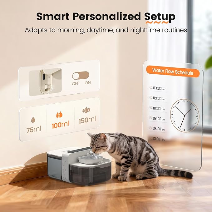 Invengo Filterless Cat Water Fountain with Wastewater Separation, 3.5L Stainless Steel Cat Fountain No Filter Needed, Wireless Pet Water Fountain for Cats & Small Dogs, 180-Day Battery, Smart Alert