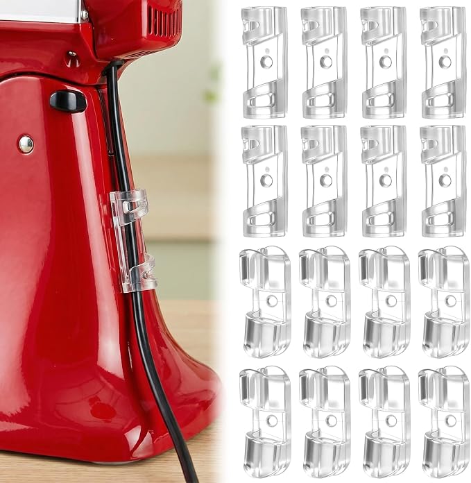 40 PCS Clear Appliance Cord Organizer, Adhesive Cord Holder for Kitchen Appliances, 2 Sizes Cords Wrappers for Neat Cords Management Coffee Maker Air Fryer Pressure Cooker