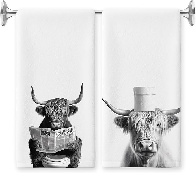 Cow Bathroom Decorative Towels - Cow Gifts Hand Towel, Funny Cows Decorative Hand Towels for Bathroom, 16x24 Inch Set of 2（Upgraded Fabric）