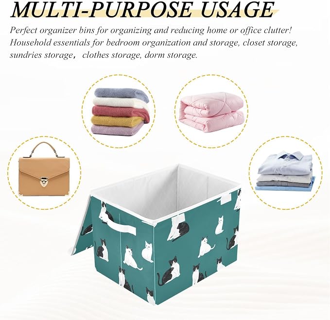 Beauty Manx Cats Teal Storage Container Bins For Organizing Stackable for Clothes Study Room