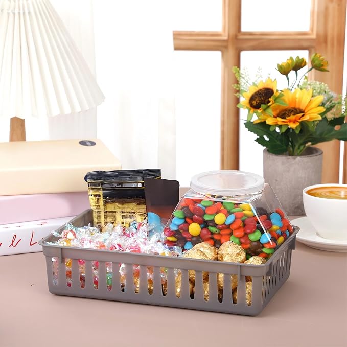 Boao 48 Pieces Plastic Baskets for Organizing 10.24 x 6.5 x 2.36 Inch Rectangular Storage Trays Plastic Organizer Bins Rectangle for Classroom Organization(Gray)
