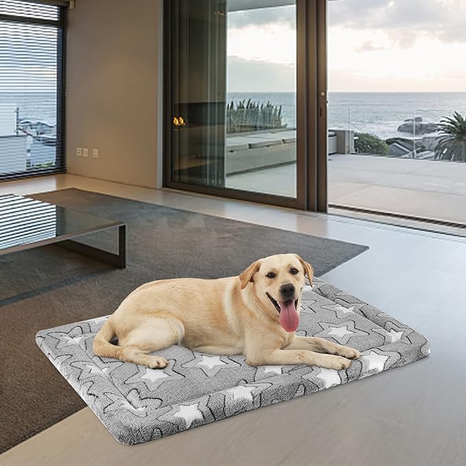 EMPSIGN Dog Crate Pad for 42"x28" Dog Crate, Star Pattern/Grey | Reversible Kennel Mat (Cool & Warm), Machine Washable, Cozy Star Pattern Sleeping Pad, All-Season Pet Bed