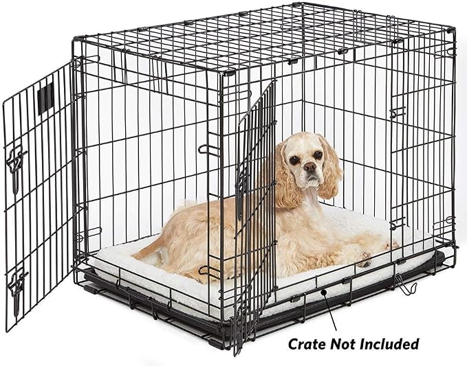 MidWest Homes for Pets QuietTime Dog Bed - White Fleece Bolster, Ultra-Soft and Machine Washable, Fits 30-Inch Crates and Carriers, for Medium Breed Dogs