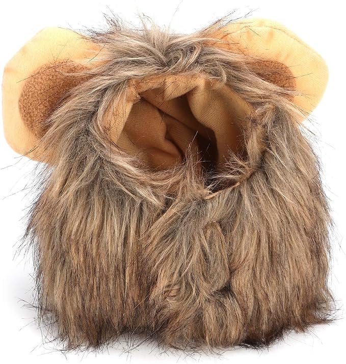 Zopsc Cute Cat Lion Wig Hat, Funny Pet Costume Dress Up for Small Dogs Cats, Furry Animal Roleplay Costume Accessories
