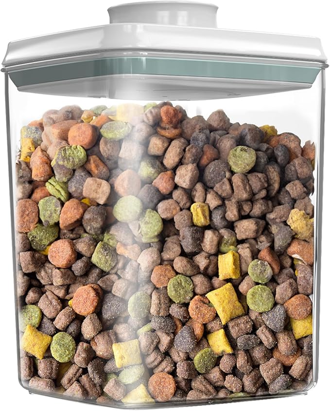 1.35 Qt Dog Treat Container Airtight Dog Treat Jar for Pets, Plastic Dog Cat Food Storage Containers with Lids, BPA Free, Clear POP UP Container for Dog Treats, Snacks, Biscuits