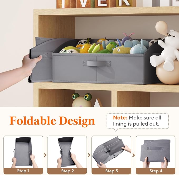 Lifewit Trapezoid Closet Storage Bin for Shelf, 6 Packs 23L, Gray | Non-woven Closet Organizer Baskets with Handles, Foldable Clothes Containers Boxes for Clothing, Book, Purse, Extra Large