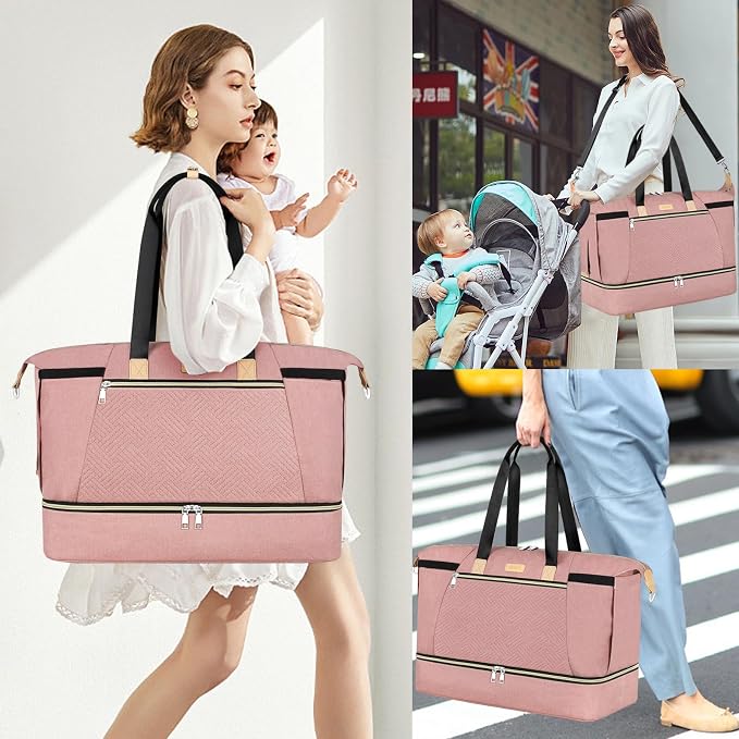 Diaper Bag Tote for Baby 7PCS, Large Mommy Bag with Portable Changing Pad | Multifunctional Hospital Bags for Labor and Delivery with Pacifier Case and Organizer Pouches,Travel Baby Bag for Boy Girl