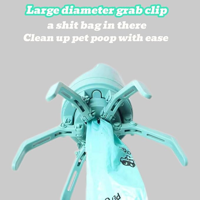 Pooper Scooper for Small Dogs, Portable No‑Touch Waste Picker with Built‑In Bag Dispenser 1 Roll 15PCS Bags, One‑Handed Claw Grabber, Leak‑Resistant Storage for Small, Medium Dogs & Small Pets
