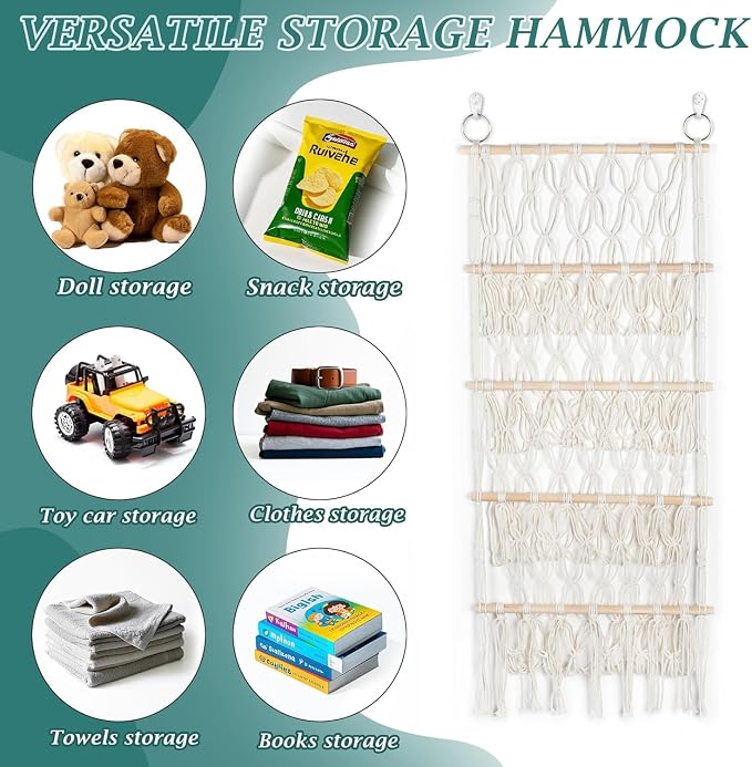 42cm Wide Over The Door Stuffed Animal Storage- 5-Tier Stuffed Animal Hammock For Toy Plush Hammock Hanging Net Big Girls Toddler Large Bag Animals Stuffy Behind