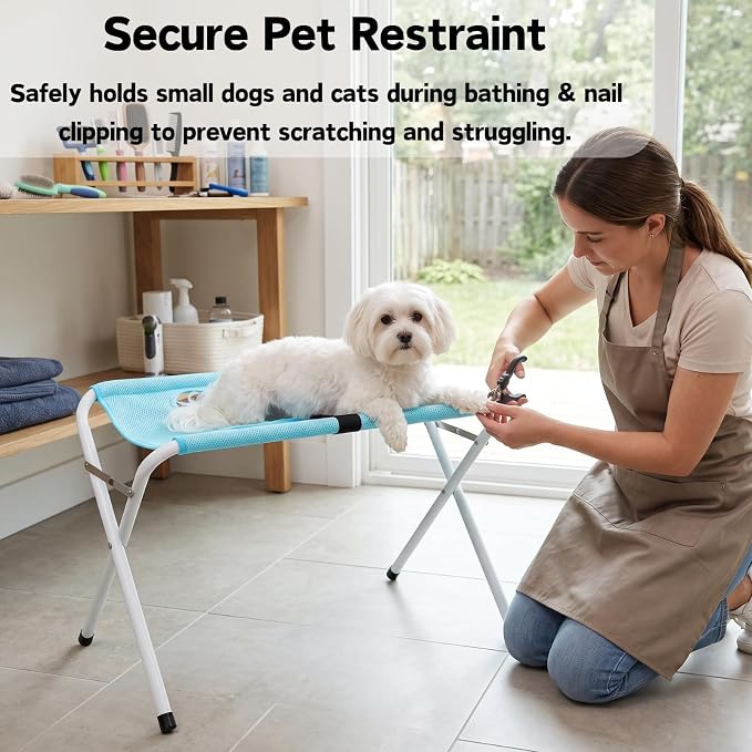 Yoidesu Pet Grooming Hammock for Small Cats & Dogs, Nail Trimming Sling | Breathable mesh, anti-scratch, quick assembly, portable storage, ideal for bathing & ear cleaning, home travel use