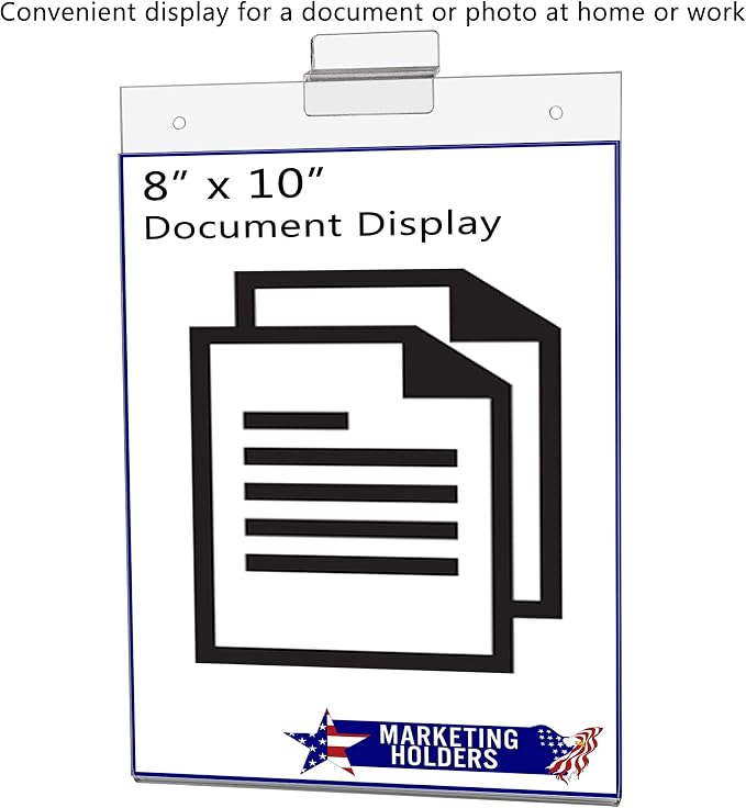 2 Pack Slatwall Sign Holder 8" x 10" Price Tags and Promotional Deals Top or Side Load Acrylic Clear Retail Literature Frame No Assembly Required by Marketing Holders