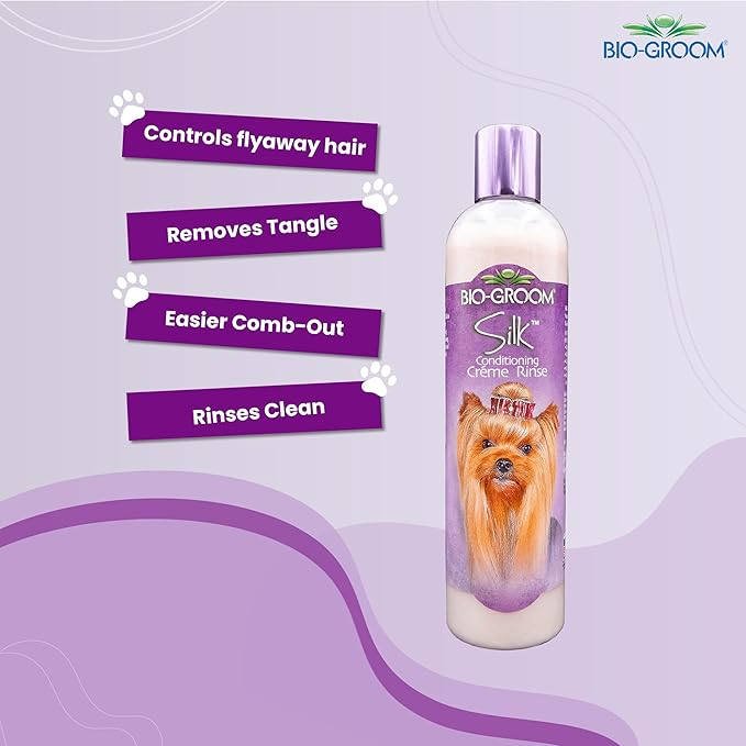 Bio-Groom Silk Creme Rinse Dog Conditioner - Conditioner for Dogs & Puppies, Residue Free Wash, Cruelty Free, Rehydrates Skin & Strengthens Coats, Gentle & Safe - 12 Fl Oz 1-Pack