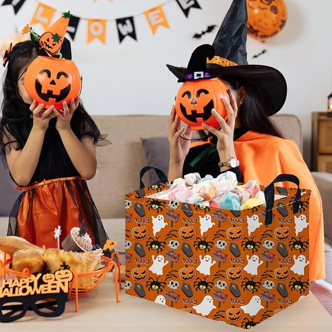 Halloween Ghost thriller basket,Empty Halloween basket,Horror and thriller decor,Trick or Treat Box for Boys and Girls,Horror decor(Spider ghost)