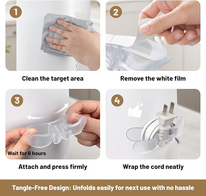 Cord Organizer for Appliances-8 Pack Upgraded Kitchen Appliance Cord Organizer Stick On Appliance Wire Organizer Wire Wrapper for Kitchen Appliances Mixers, Coffee Maker, Pressure Cooker