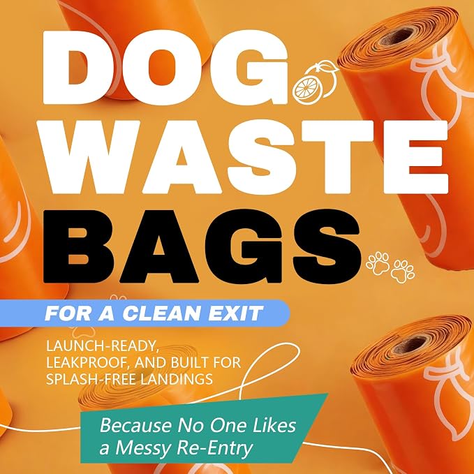 Citrus Scented Dog Poop Bags - 42 Rolls 630 counts Leak Proof | Extra Large 13x9 Inch Orange Dog poop bags rolls with Dispensers, Fragrance Bags for Dogs Walking and Cat Litter