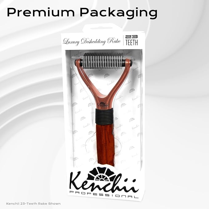 Kenchii Luxury Pet Grooming Rake - 40 Teeth - Enhance Your Pet's Coat with Precision - Metal, Short hair, Long or Double coat, Manual, Professional Precision, Durable Construction