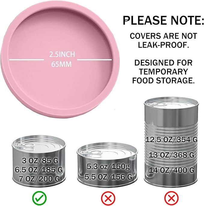 OHMO Cat Food Can Lids for 3oz Small Pet Cans, 2pcs, Pink | BPA-Free Silicone Can Cover, 2.5oz, Flexible&Durable, Reusable, Secure Seal, Easy to Clean, Keep Opened Meals Fresh