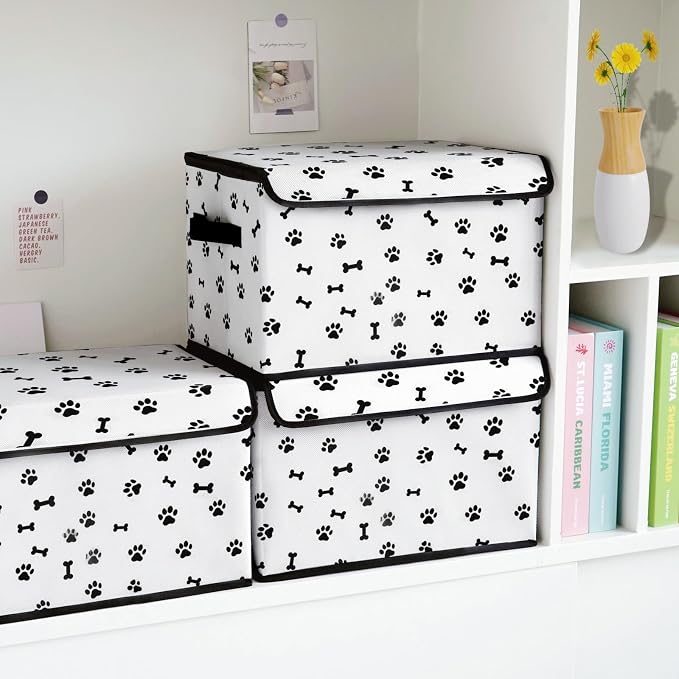 Stackable Storage Bins with Lids,Closet Organizers Fabric Box for Home and Office,Blanket Clothes Organizers,Under Bed Storage Containers 3 Pack