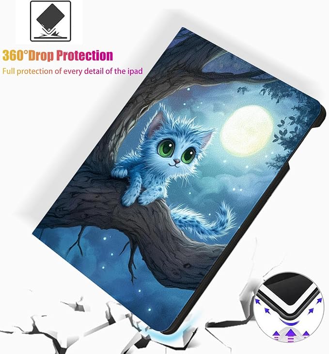 for Microsoft Surface Go 4/3/2/1-10.5" 2021 Tablet Case,Auto Wake/Sleep,Adjustable Stand Protective Cover - Moonlight Cat