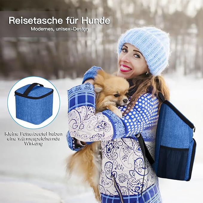 BAGLHER丨Dog Travel Bag, Airline Approved Pet Supplies Backpack, Dog Travel Backpack with 2 Silicone Collapsible Bowls and 2 Food Baskets