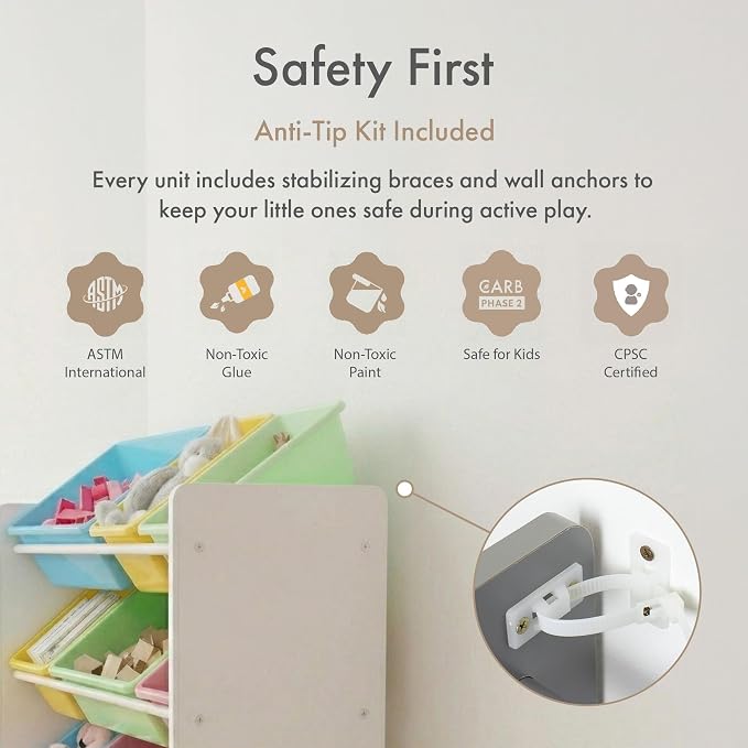 Humble Crew Kids Toy Organizer with 12 Bins, 4 Tier Storage for Playroom