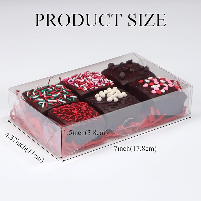 RomanticBaking 50PCS 7x4.4x1.5 Inches Clear Cookie Box for Party Favors | Clear Plastic Boxes for Chocolate Truffle, Oreo, Pastry, Donut, Brownie, Soap,Bakery Treat Wedding Christmas Valentine's