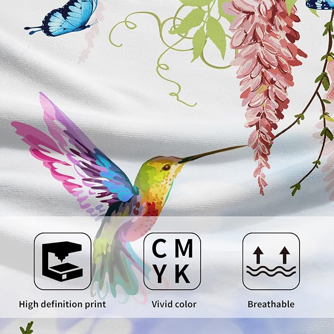 Giwawa Pink Floral Hand Towels Set of 2 Hummingbird Butterfly Soft Absorbent Guest Bath Towel Kitchen Dish Towel Spa Home Bathroom Decorations