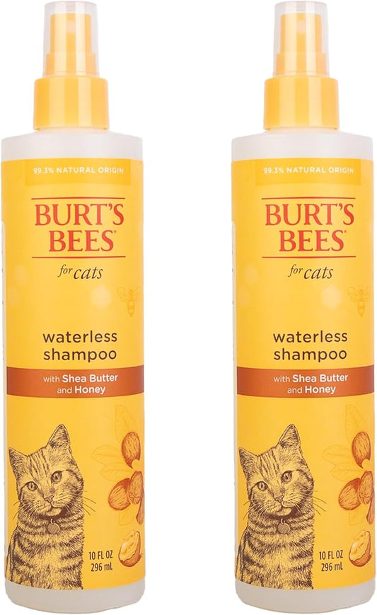 BURT'S BEES FOR PETS Waterless Cat Shampoo Spray, No-Rinse Cat Dry Shampoo with Shea Butter & Honey for Gentle Cleaning Between Baths, pH Balanced, No Harsh Detergents, 10 Fl Oz - 2 Pack