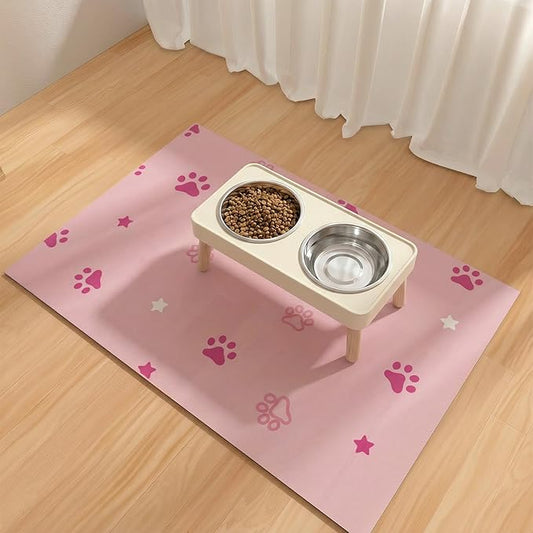 Pet Feeding Mats 16"x24"- Absorbent Dog Mat for Food and Water, Large Pet Food Mat, Rubber Mat for Dog Bowls, Pet Food Mats for Floor, Mat for Cat Food and Water Bowls