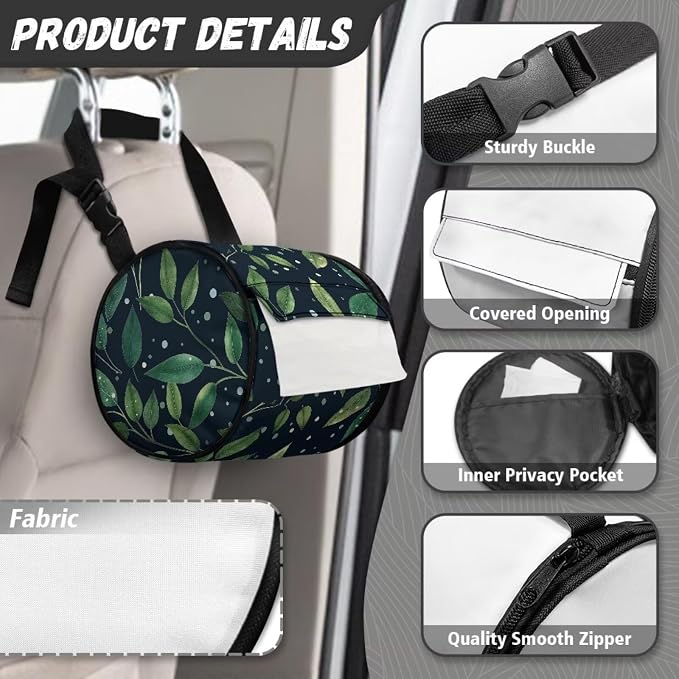 Green Leaves Print Wall Mounted Toilet Paper Holder Moisture Resistant Versatile Tissue Roll Paper Holder Hanging Bathroom Tissue Towel Roll Holder 6.3 * 6.3 * 6.3 Inch