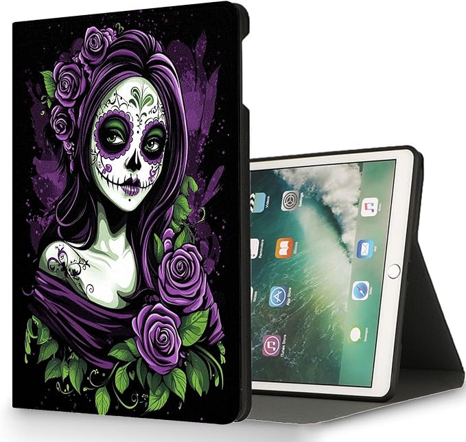 for Microsoft Surface Go 4/3/2/1-10.5" 2021 Tablet Case,Auto Wake/Sleep,Adjustable Stand Protective Cover - Purple Sugar Skull Girl