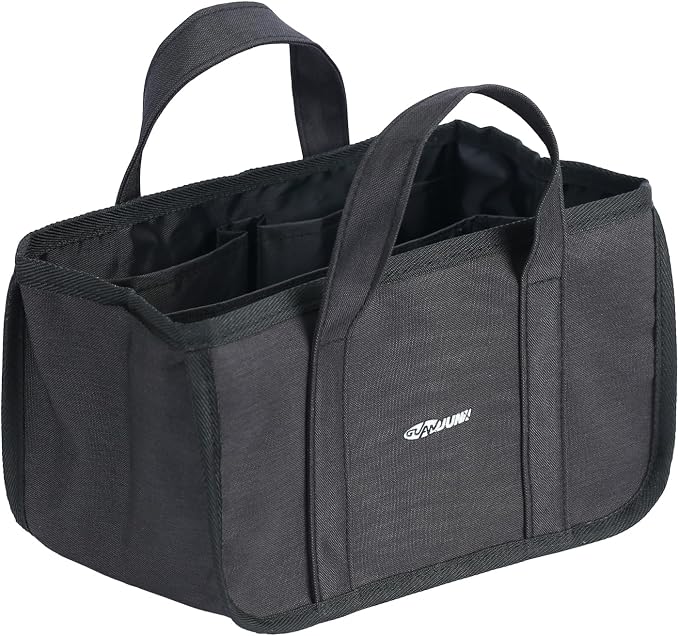 GUANJUNX Pet Grooming Tote Bag, Organizer with 6 Large Pockets for Tools and Dog Foods, Travel Outdoor Dog Grooming Bag (Black)